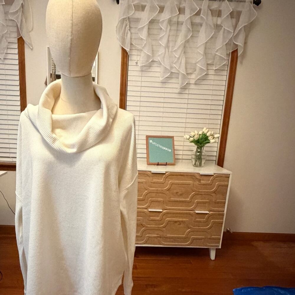 Lou & Grey Waffle Knit Cowl Neck Super Soft Oversized Size XL